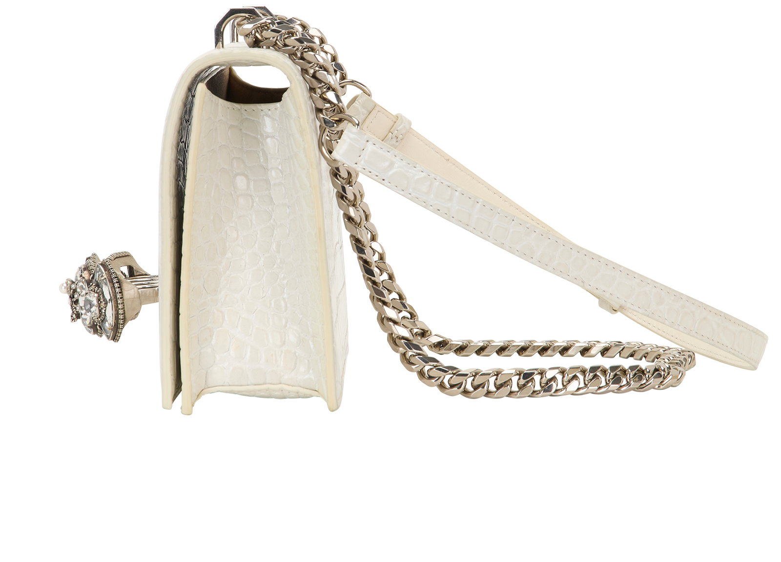 Spider Jewelled Satchel, &pound;750, Handbags, White, Leather, Bottom view